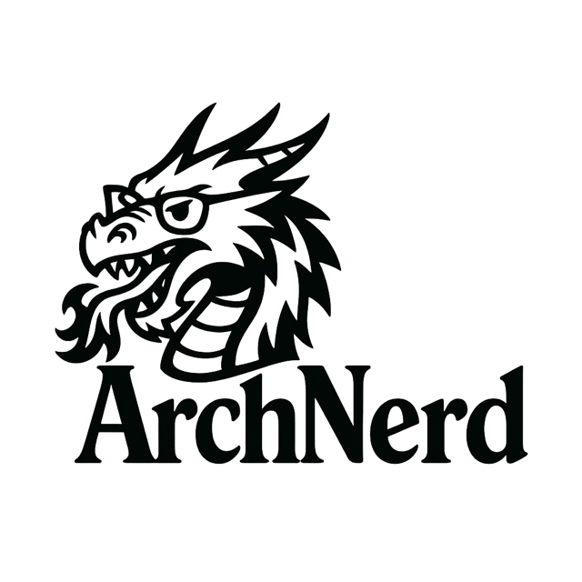 ArchNerd logo: a woodcut dragon head above the ArchNerd wordmark